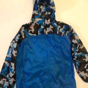 Lands End Boys Hooded Packable Rain Jacket